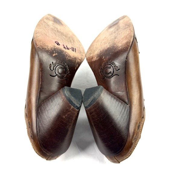 Charlie 1 Horse Mules 7 Brown Leather Distressed Slip On Western Shoes 37.5 - Picture 8 of 12